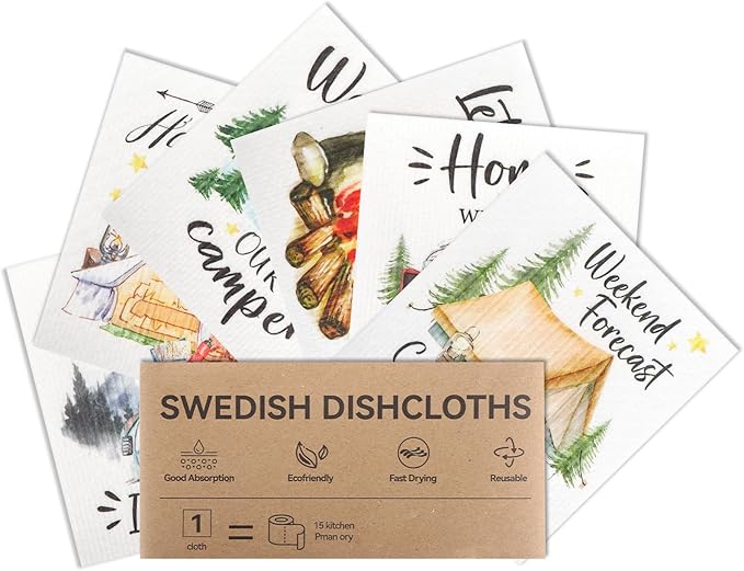 Lsnisni Swedish Dishcloths for Kitchen, 6 Pack Swedish Dish Cloths, Reusable Paper Towels, Washable Kitchen Cloth, Biodegradable, Super Absorbent, Quick Drying