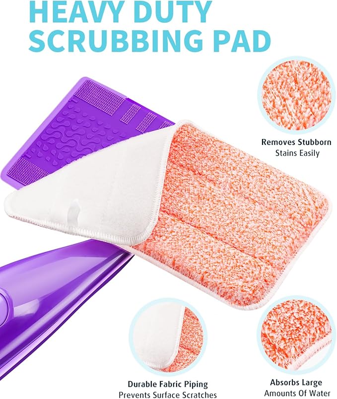 Power Scrubbing Reusable Mop Pads for Swiffer Wet Jet Mops (12 Pack), Wet Jet Refills, Washable Microfiber Mop Pads for Floor Cleaning Wet Dry Use