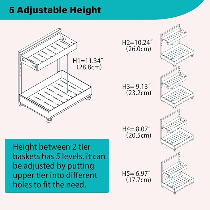 Under Sink Organizer, Bathroom Counter Organizer, 2 Packs 2-Tier Metal