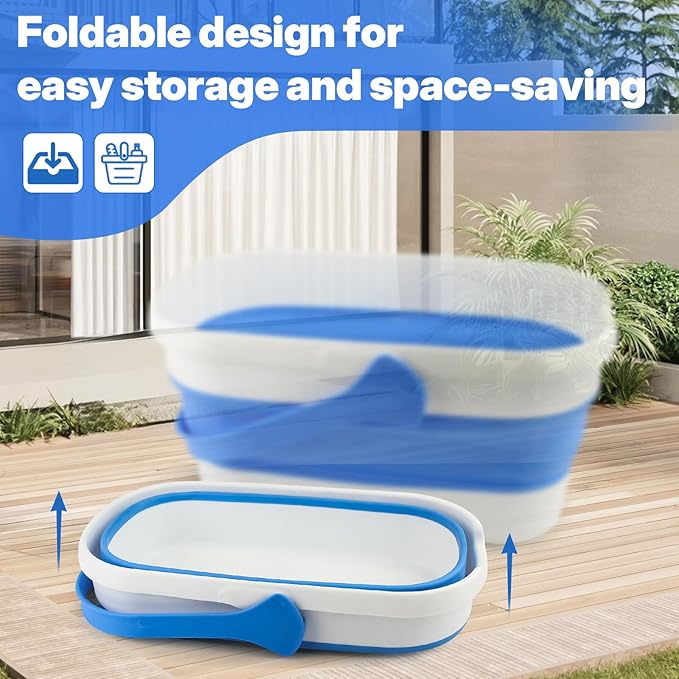 Window Cleaning Kit with Collapsible Bucket 3 Gallon, 14" Window Squeegee and 15" Scrubber with 61" Long Handle