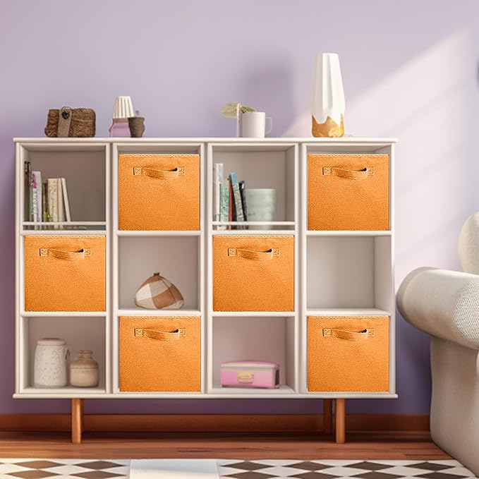 ShellKingdom Storage Bins, Foldable Fabric Storage Cubes and Cloth Storage Organizer Drawer for Closet and Toys Storage, 2 Pack (Orange)