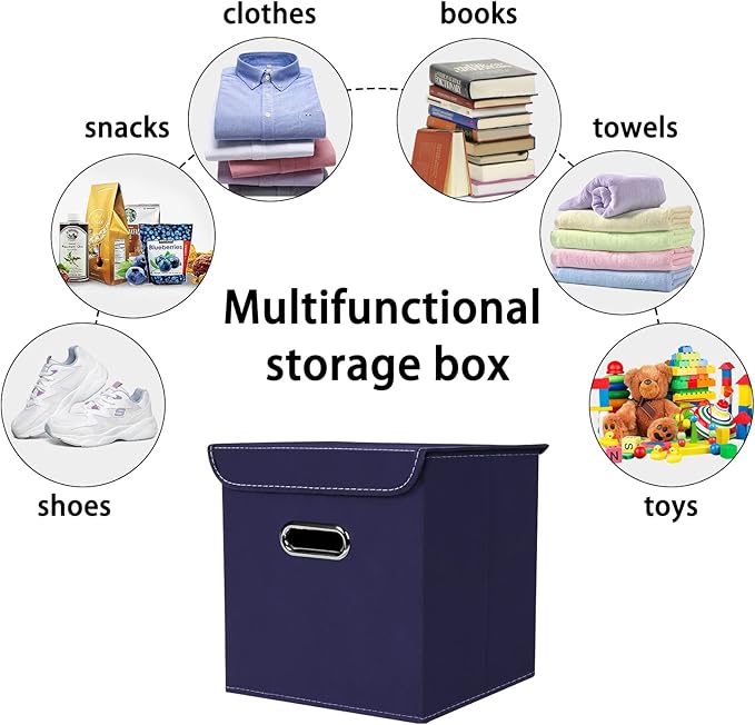 Closet Organizers Fabric Storage Bins With Lids Collapsible Cube Storages Organizer Basket With Handles,Storage Boxes for Clothes Storage,Office,Toys