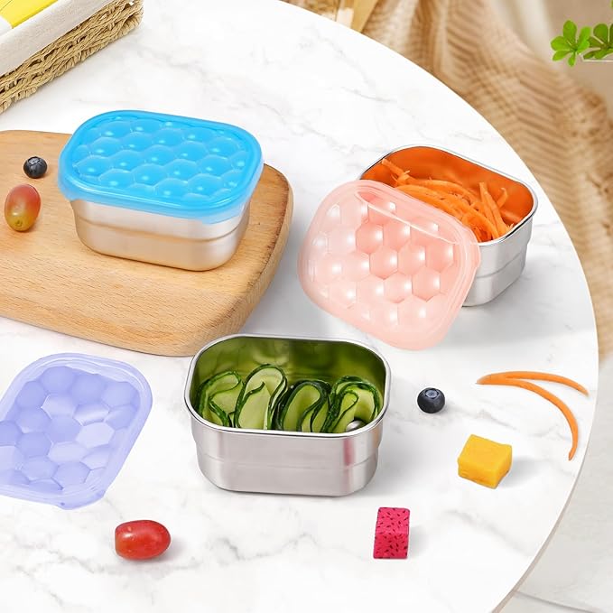 Tanjiae Snack Pro - Small (1 CUP) Stainless Steel Snack Containers for Kids | Easy Open Leak Proof Food Containers with Silicone Lids