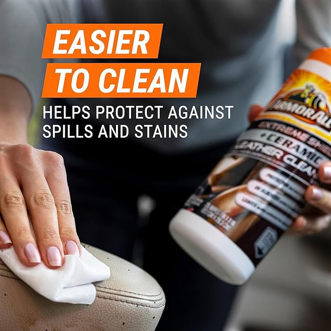 Armor All Ceramic Car Leather Cleaning Wipes, Use on Heated Seats, Includes Ceramic Leather and Extreme Protectant Wipes - 2 Count