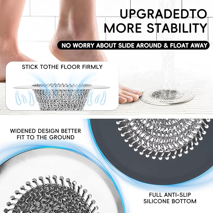 2 Pack Wokdada Bathtub Drain Hair Catcher, Wokdada Fast Drainage Shower Drain Hair Catcher