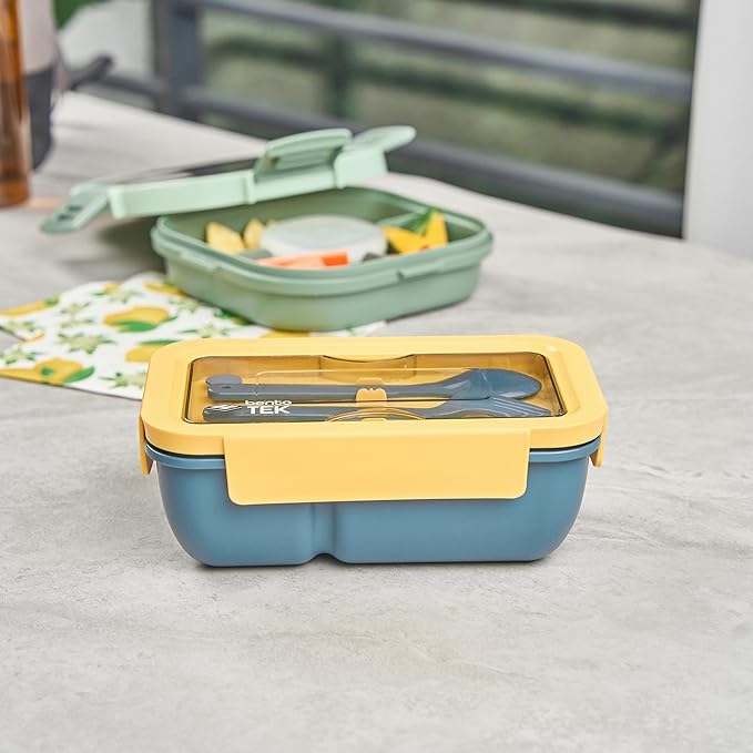 Restaurantware-Bento Tek 28.7 Ounce Bento Boxes, 10 Reusable Lunch Containers - With Fork And Spoon, Does Not Contain BPA