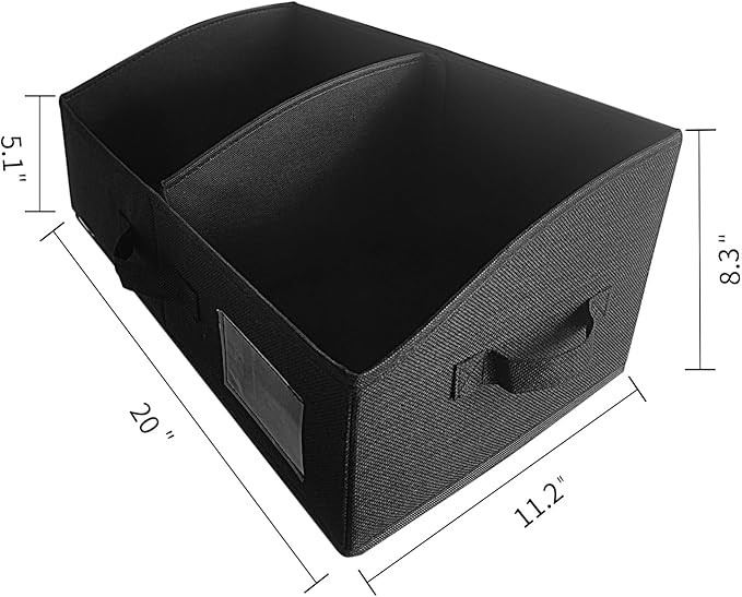3 Packs Closet Storage Bins - Trapezoid Large Storage Box - Foldable Fabric Baskets for Organizing Clothes - Baby Toiletry, Toys, Towel, DVD, Book (Black, 20 x 11.2 x 8.3 inches)