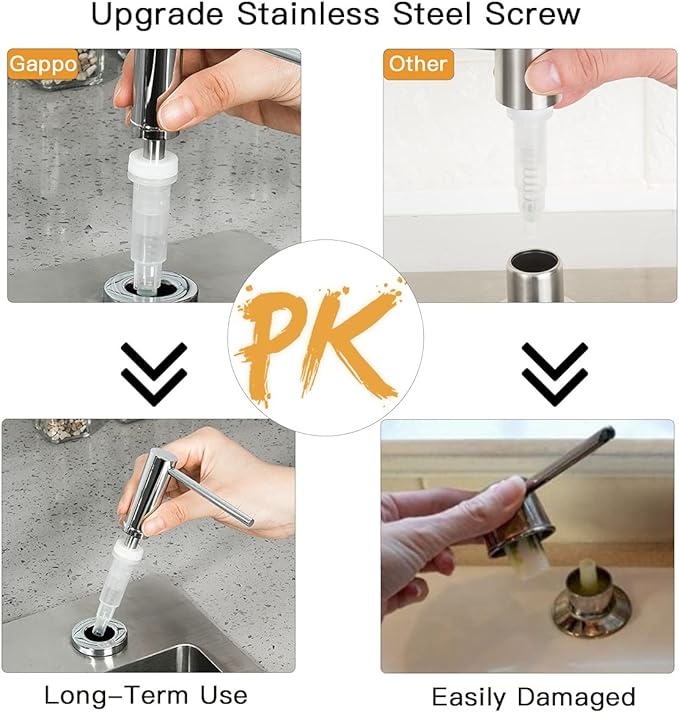 Soap Dispenser for Kitchen Sink Polished Chrome GAPPO Stainless Steel Countertop Pump Hand Lotion Built in Bottlend Lotion Built in Bottle