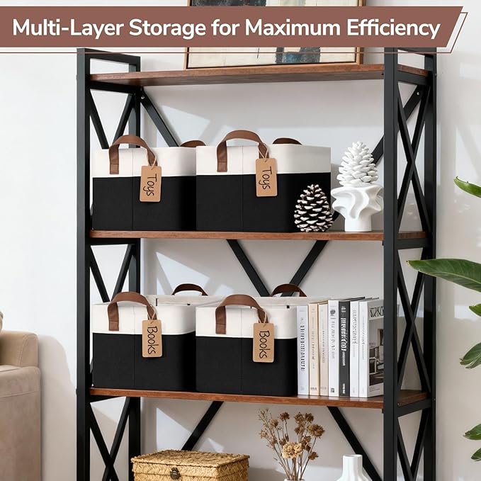 4 Pack Storage Baskets for Shelves, Foldable Closet Baskets for Organizing