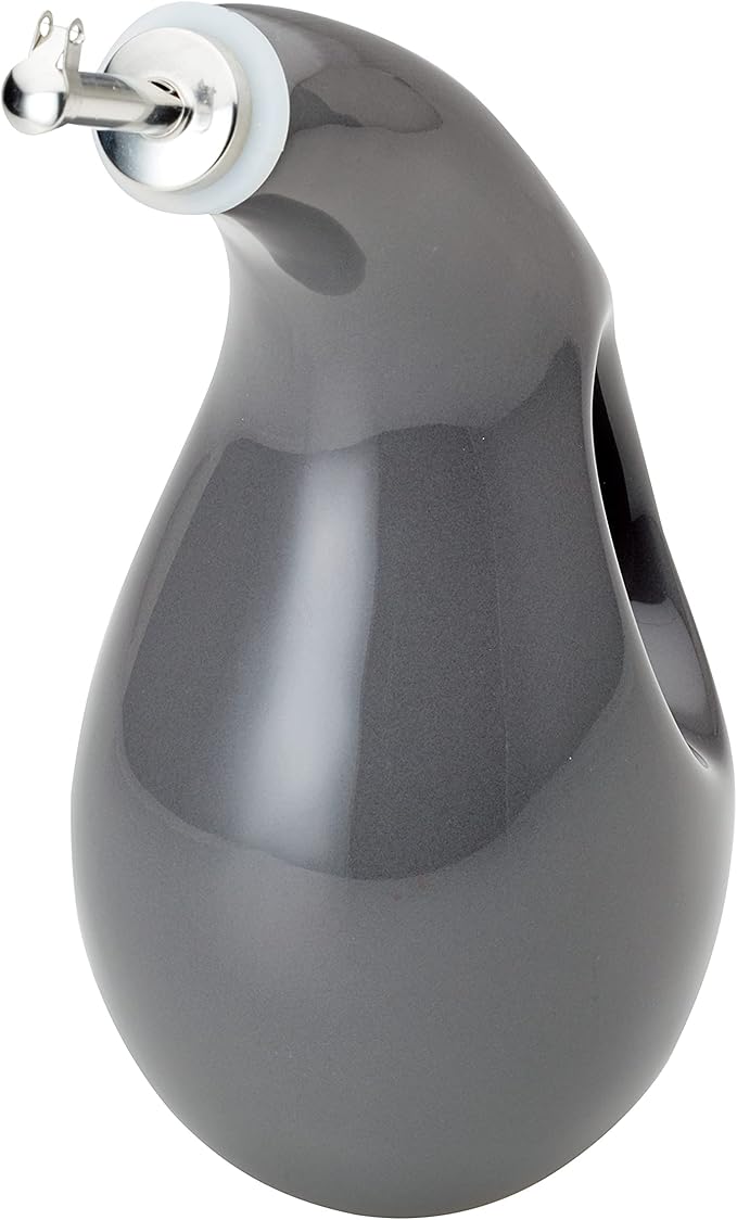 Rachael Ray 48465 Ceramic EVOO Oil and Vinegar Dispensing Bottle with Spout, 24 Ounce - Dark Gray