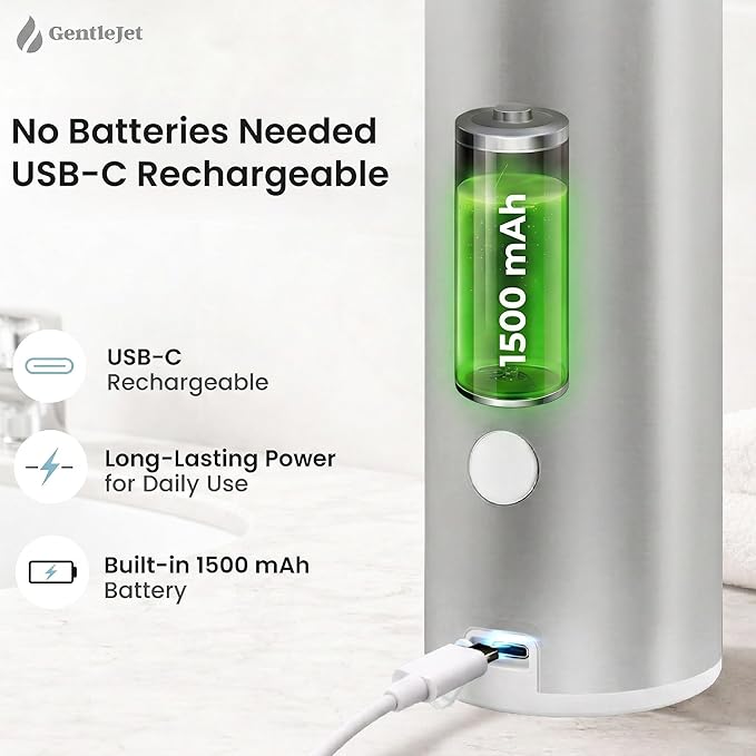GentleJet OpalDrop Automatic Liquid Soap Dispenser for Kitchen Sink – Touchless No-Drip Pump, USB-C Rechargeable, 304 Stainless Steel, IPX5 Water-Resistant, 270 ml