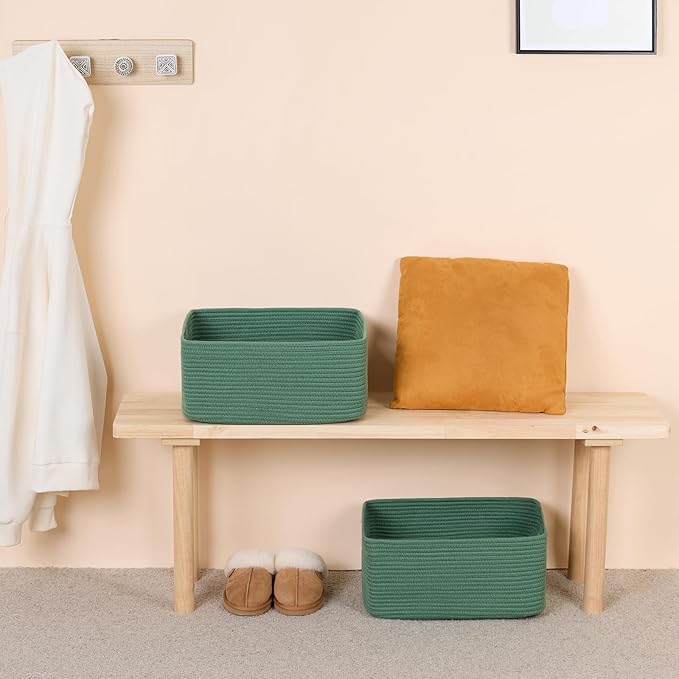 Large Storage Baskets for Organizing, 4 Packs Green