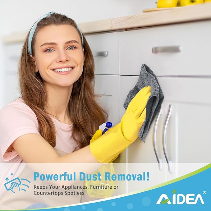 AIDEA Microfiber Cleaning Cloth-50PK, Soft Microfiber Towels for Cars, Absorbent Cleaning Rags, Lint-Free Streak-Free Wash Cloths for House, Kitchen, Window(12in.x12in), Grey