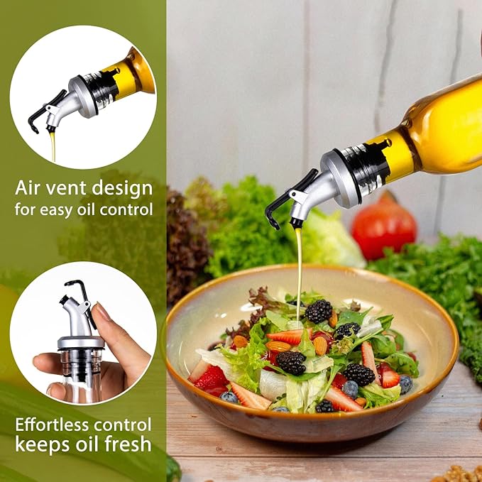 YEBODA 8oz Clear Glass Olive Oil Dispenser Bottles, and Vinegar Cruet Bottle Includes Pourers, Funnel Labels, Cooking Container for Kitchen 6 Pack