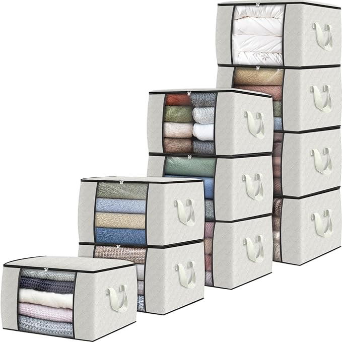 Fab totes 10 Pack Clothes Storage, Ivory White
