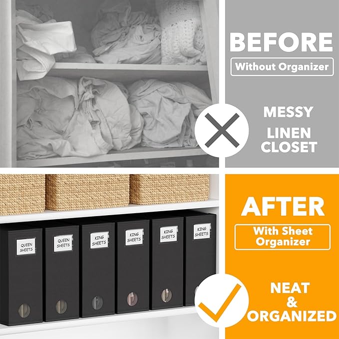6 Pack Bed Sheet Organizers and Storage, Black, 6 Pack