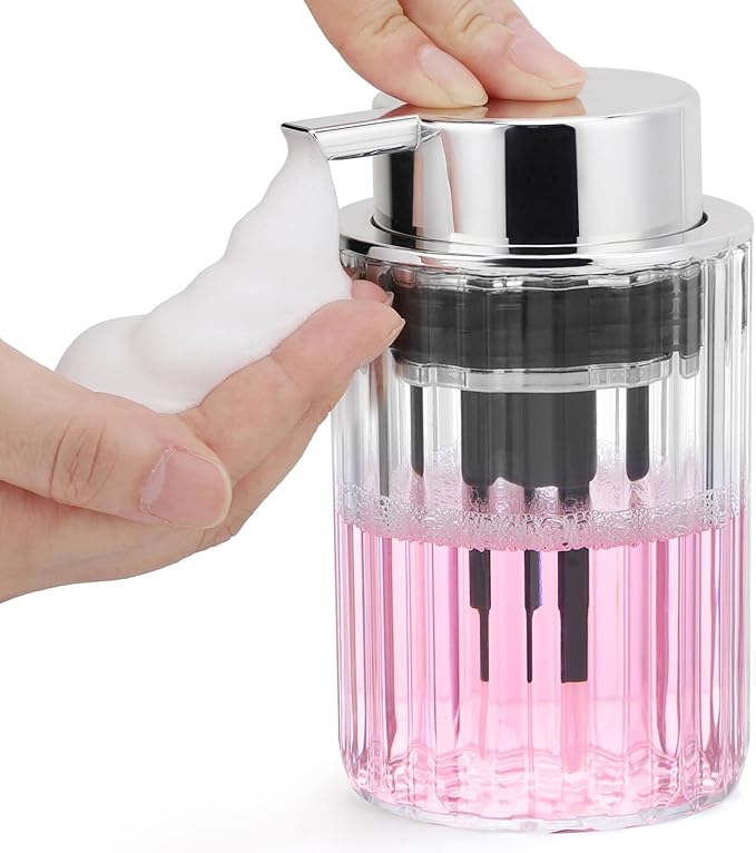 Segbeauty Foaming Hand Soap Dispenser Clear, 10.1oz Refillable Plastic Pump Bottle, 300ml Empty Foam Liquid Soap Lotion Dispenser for Bathroom Kitchen Counter Decor