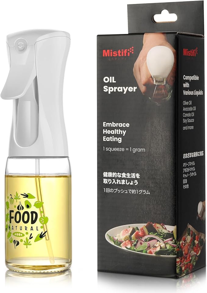 Mistifi oil spray Fine Mist Spray Bottle for Air Fryer,Healthy Nonstick Frying,Food Grade Premium Spray Bottle with Portion Control for Salad, Frying, BBQ Kitchen Use (150ml Glass bottle 637)