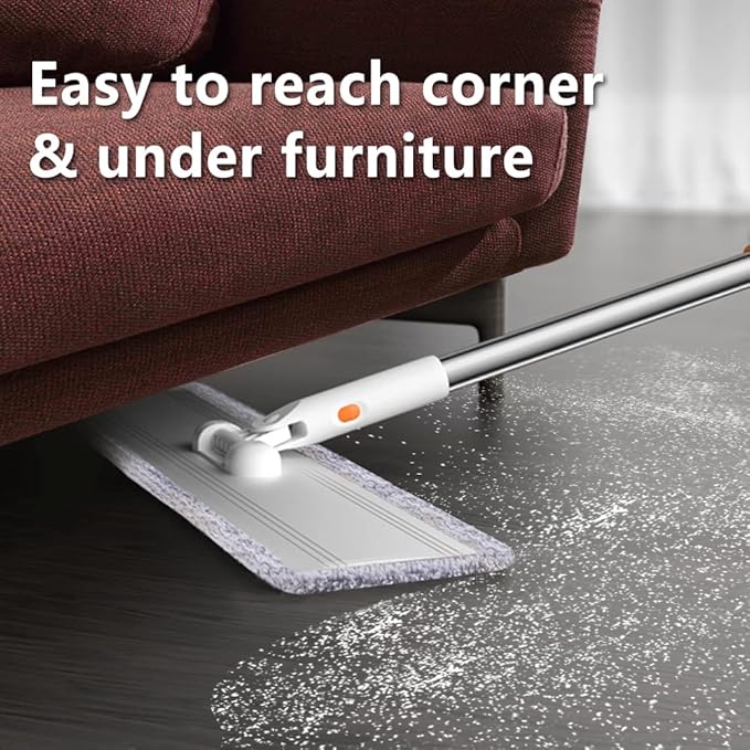Microfiber Flat Mop 32 in Large Mops for Floor Cleaning Commercial Dust Dry Wet Mops on Hardwood Floors with 4 Washable Pads Aluminium Telescopic Long Handle Floor Cleaning Tools
