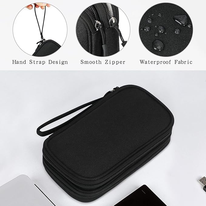 Skycase Electronic Organizer Travel Case - Waterproof Travel Cord Pouches for Organization, Cable Organizer, All-in-One Double Layers Storage Bag for Accessories, Charger, Cable, Black-1