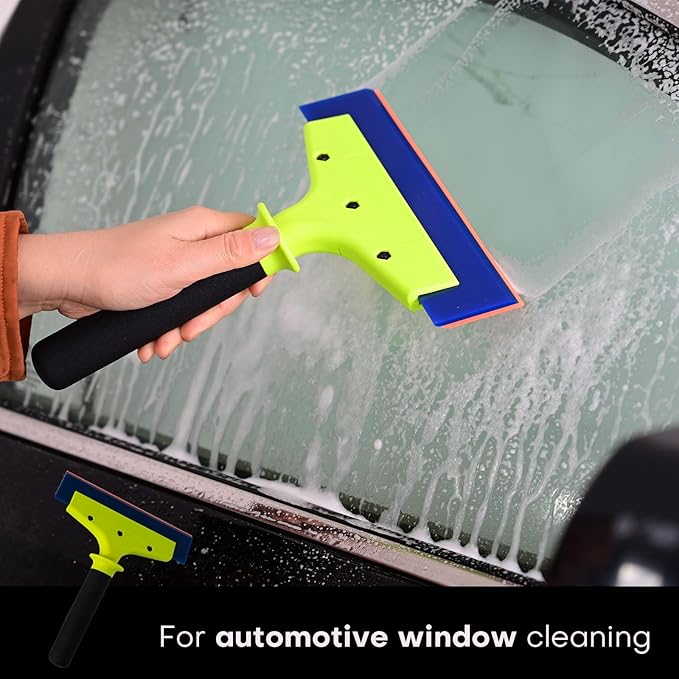 NEWISHTOOL 2 Pack Rubber Squeegee with Nylon Handle for Water Removal, Glass Cleaning, PPF Installing and Window Film Application