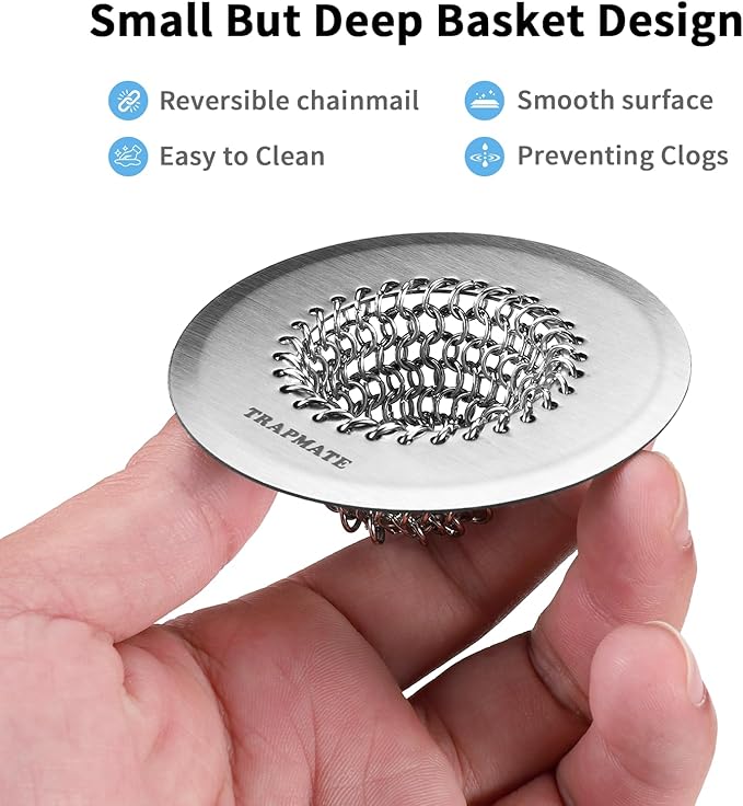 TRAPMATE Shower Drain Hair Catcher, 2.8" Fast Drainage Bathtub Stopper Drain Strainer Kit, Stainless Steel Shower Drain Cover, Bathtub Drain Protector for Sinks & Tubs (Patented Product)