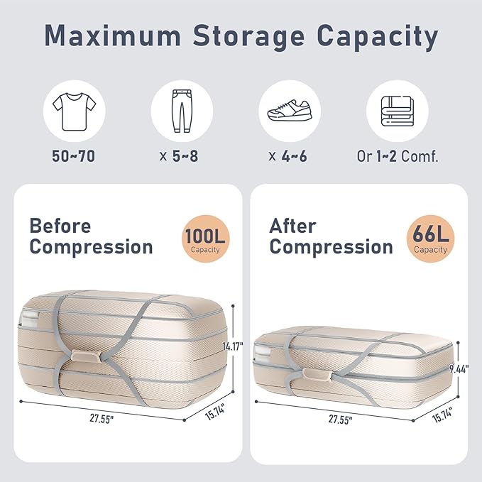 100L Comforter Storage Bag with Handls, Large Washable Blanket Storage