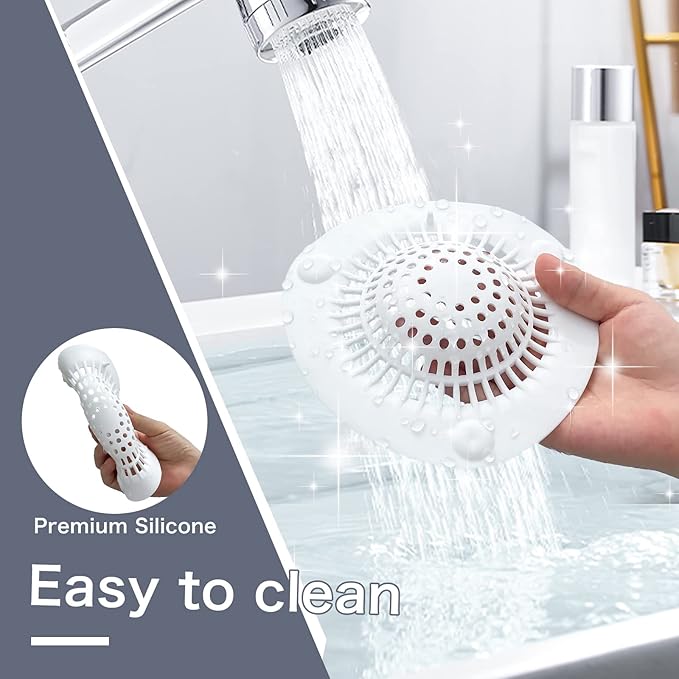 Hair Catcher Shower Drain Cover Bathtub Silicone Hair Catcher Stopper Drain Strainers,Home Protectors with Sucker Water Trap Sink Cover for Kitchen Sink Bathroom Tub 3 Pack (Black)
