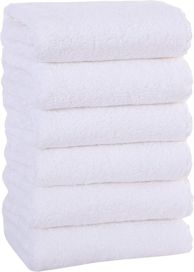 MOONQUEEN 6 Pack Premium Hand Towels - Quick Drying - Microfiber Coral Velvet Highly Absorbent Towels - Multipurpose Use as Hotel, Bathroom, Shower, Spa, Hand Towel 16 x 28 inches (White)