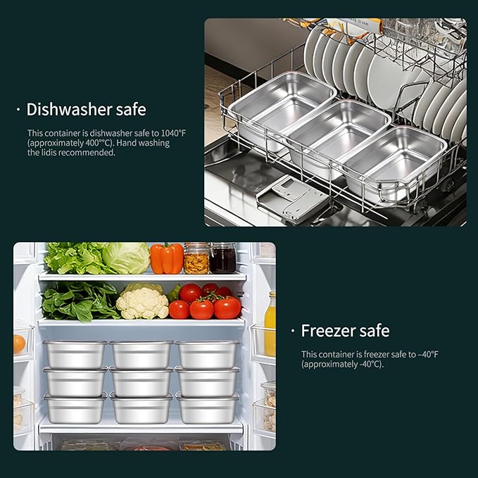 GIUOIDUO 10 Pack Stainless Steel Food Storage Containers with Leak-Proof Lids, 37oz Reusable Metal Meal Prep Lunch Boxes, Stackable