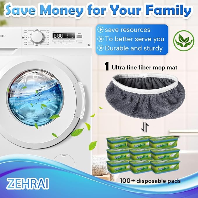 6 Pack Reusable Microfiber Mop Pads Compatible with Swiffer Sweeper Mop, Dry Sweeping Cloths & Wet Mopping Cloths, Washable Wet Pads Refill for Hardwood Surface Floor Cleaning