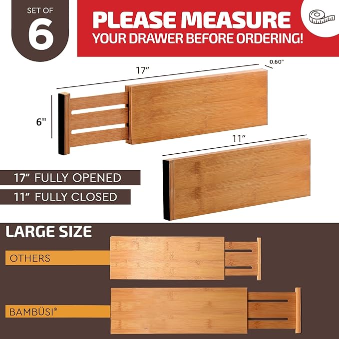 6-Pack Drawer Dividers, 6 Inches High, Kitchen Utensils