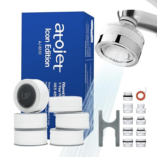 Cleansing Washbasin Faucet Filter - Pure Carbon Filters for Bathroom & Kitchen Water (1 Year Supply) (AJ8310C-SET-1YR)