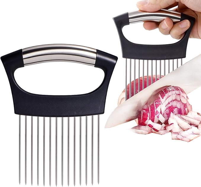 JAYVAR Extra-Large Onion Holder for Slicing, Large Tomato Slicer with 14 Long Needles, Onion Cutter Vegetable Chopper, Tomato Cutter Slicer Tool for Potato Slicing, Kitchen Gadgets Dicer Essentials
