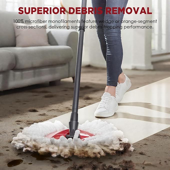Mop Head Replacement for O-Cedar Easy Wring 1-Tank System，Exovyn Spin Mophead Replacements，Microfiber 15 Pack 360° Swivel Mop Refills，Deep Clean,Easy Cleaning，Machine Washable and Easy to Replace