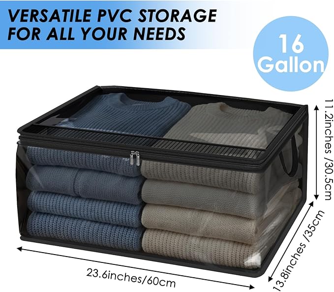 60L Blanket Storage Bags 4 Pack Clothes Storage Bins Foldable Thick Closet