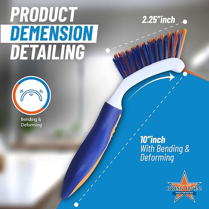 Bring It On Grout Cleaning Brush 6-Pack– Crevice Cleaning Brush with Stiff Nylon Bristles – 8-inch Heavy-Duty Grout and Tile Cleaner Brush – Scrubbing Brush for Corners, Bathroom, and Kitchen