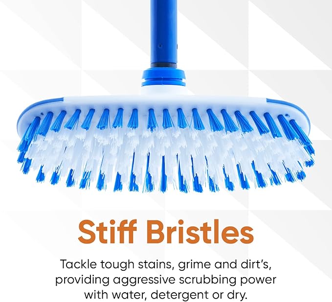 Superio Deck Scrub Brush with Long Handle 54", Heavy Duty Stiff Bristles Grout Scrubber with Scraper - Cleans Hot Tub, Swimming Pool, Granite Tiles, Bathroom, Patio, Kitchen, Wall and Deck (2, 54")…