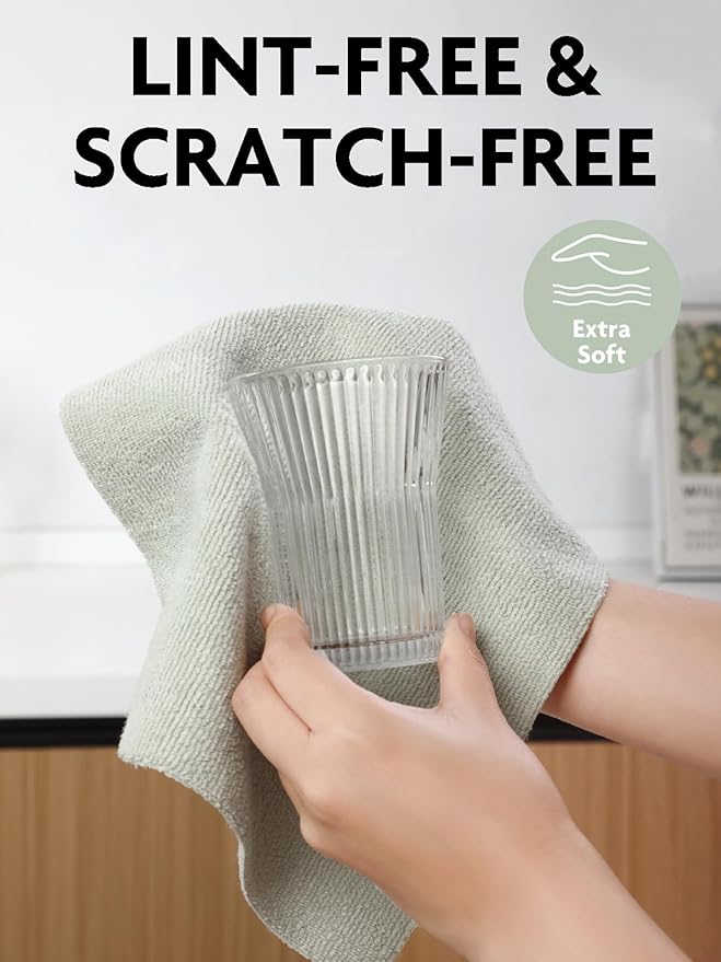 Fantasticlean Tear Away Dish Cloth - 40 Sheets - 10'' by 10'', Reusable Washable Kitchen Towel Rolls, Super Absorbent and Thick Microfiber Cleaning Cloths (2 Rolls of Beige and MossGreen)