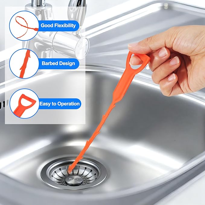 P Trap Cleaner Set,3 IN 1 P Trap Brush for Shower Kitchen Sink Bath Tub Bathroom,Including 20 Inch Drain Snake Remover,61 Inch Flexible Wire Brush