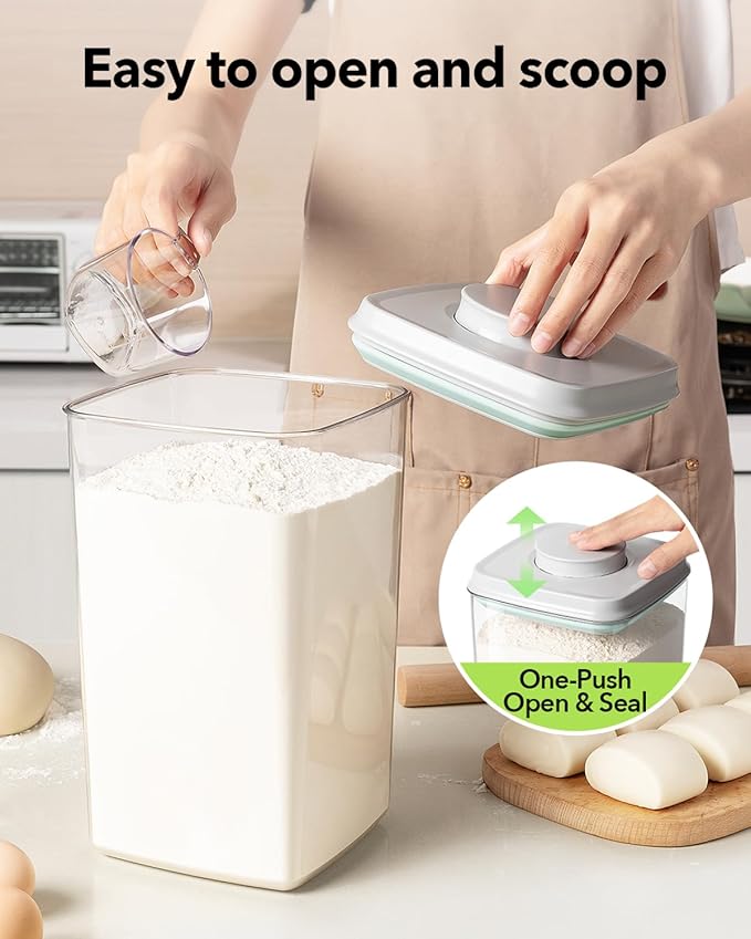 Ankou Airtight Pop Food Storage Container with Lid & 130ml Scoop, 4L/4.2qt BPA-Free Cereal, Rice, Flour, Pasta & Snack Container, Stackable & Durable