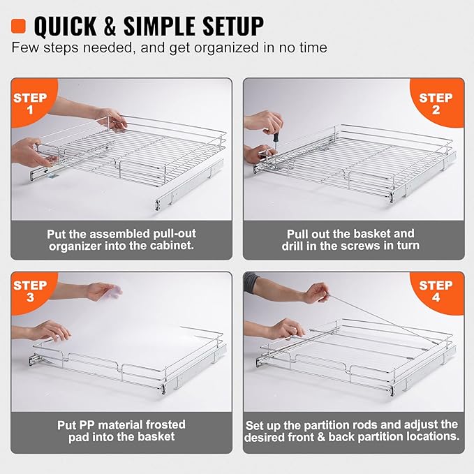 21.5" Wx21 Dx3.5 H Pull Out Cabinet Organizer