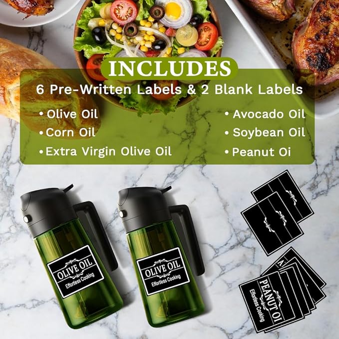 Oil Dispenser Bottle for Kitchen-2 in 1 Olive Oil Dispenser for Kitchen-Oil Sprayer for Cooking,Salad,Frying,BBQ,Air Fryer-Upgraded Sunshade Bottle(16oz/470ml)