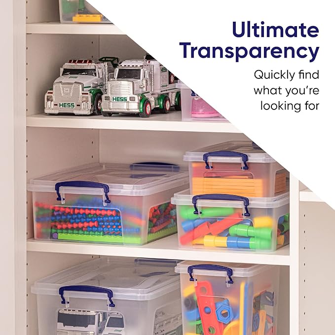Storage Bins with Lids, Clear Plastic Containers for Organizing, 2 Pack, 28.5 Qt