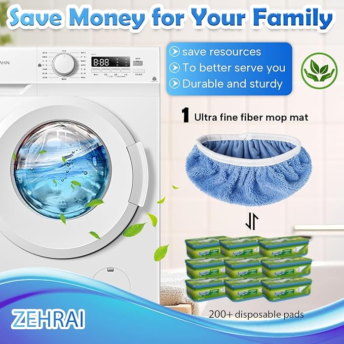 6 Pack Reusable Microfiber Mop Pads Compatible with Swiffer Sweeper Mop, Dry Sweeping Cloths & Wet Mopping Cloths, Washable Wet Pads Refill for Hardwood Surface Floor Cleaning