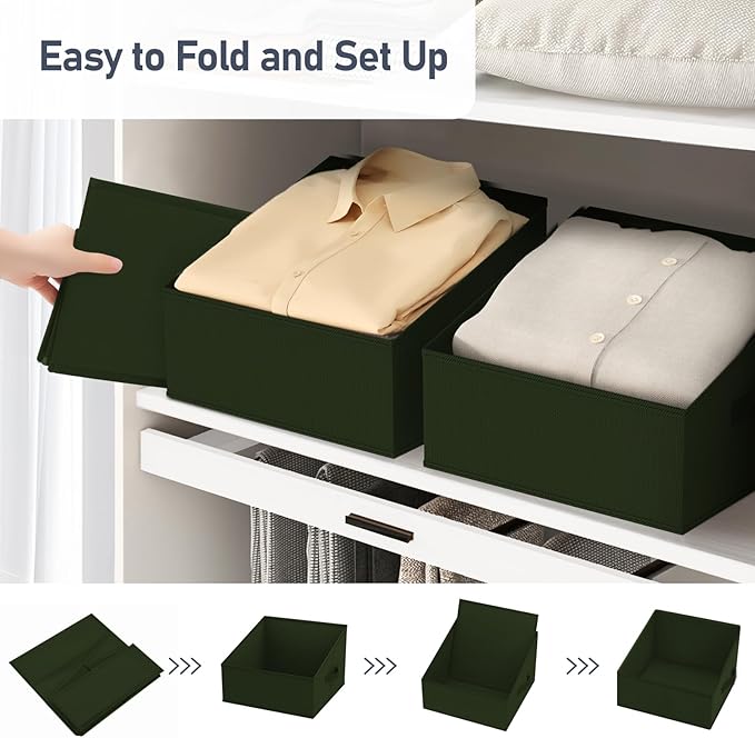 DIMJ Closet Storage Bins 12 Pack - Fabric Storage Baskets for Shelves, Collapsible Clothes Organizer with Handles