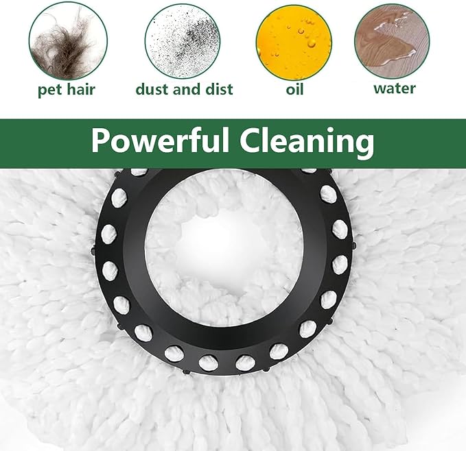 Spin Mop and Bucket Set,for Floor Cleaning,with 56" Adjustable Handle and 3 Microfiber Mophead(20QT Green)
