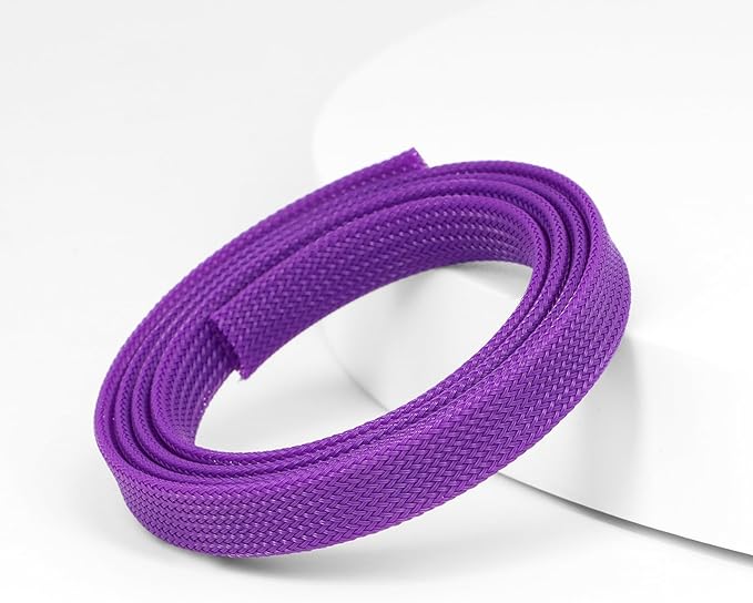 25ft PET Expandable Braided Cable Sleeve 5/8inch(16mm) Pet Braided Cable Sleeve for Audio Video Device Wire Automotive Wire (Purple)