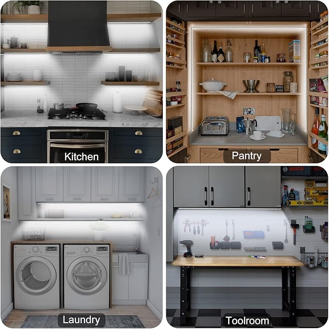 Motion Sensor Under Cabinet Light, Plug-in Under Cabinet Lighting with Dimmer, Delay Timer for Kitchen Cabinet, Pantry, Laundry, Bedroom, Stairway