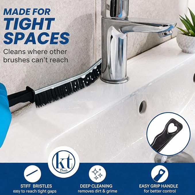 6pcs Hard Bristle Crevice Cleaning Brush Set, Grout Brush, Skinny Scrub Brush Thin Cleaning Brush for Tight Spaces Corner Brushes Gap Cleaner Tool for Bathroom Tiles, Kitchen, Shower, Window Tracks